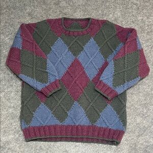 Vintage Handknit Multicolour Argyle Sweater